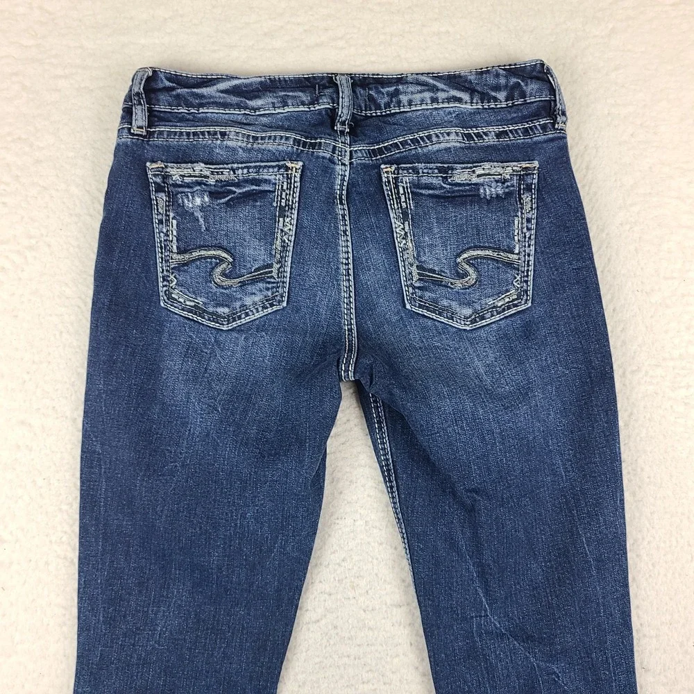 Silver Jeans Womens 28x29 Blue Elyse Skinny Distress Dark Wash Denim